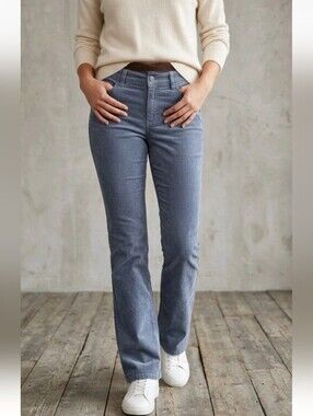 St Johns Bay Jeans Straight Fit Secretly Slender Boot Cut Slate Blue Corduroy  8